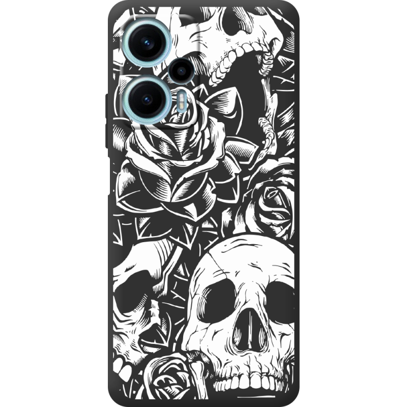 Черный чехол BoxFace Poco F5 Skull and Roses