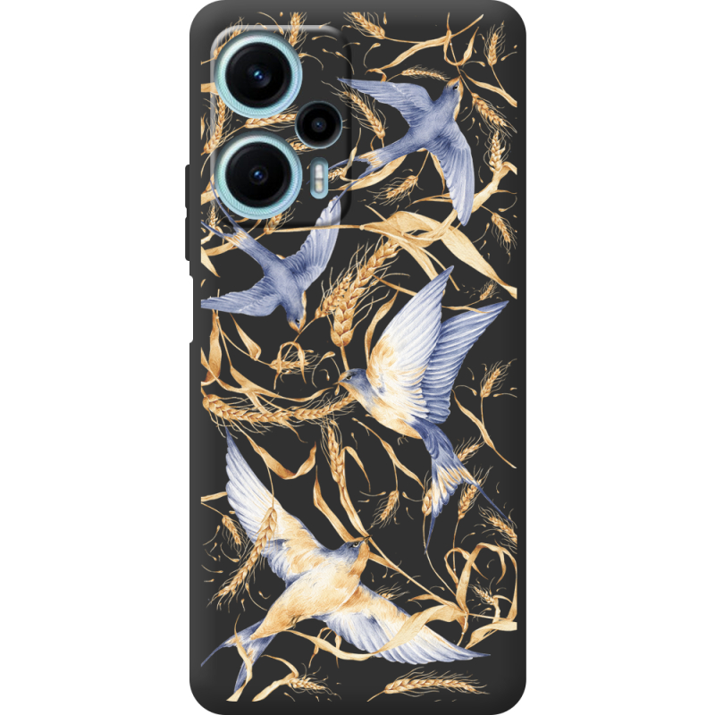 Черный чехол BoxFace Poco F5 Ластівки