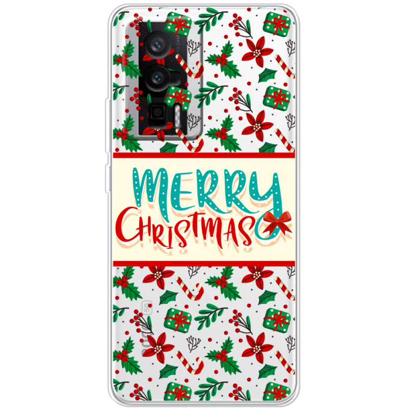 Прозрачный чехол BoxFace Poco F5 Pro Vintage Christmas Pattern