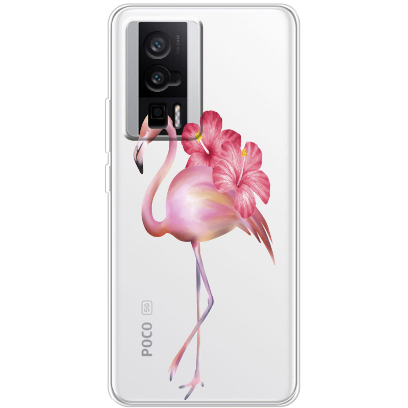 Прозрачный чехол BoxFace Poco F5 Pro Floral Flamingo