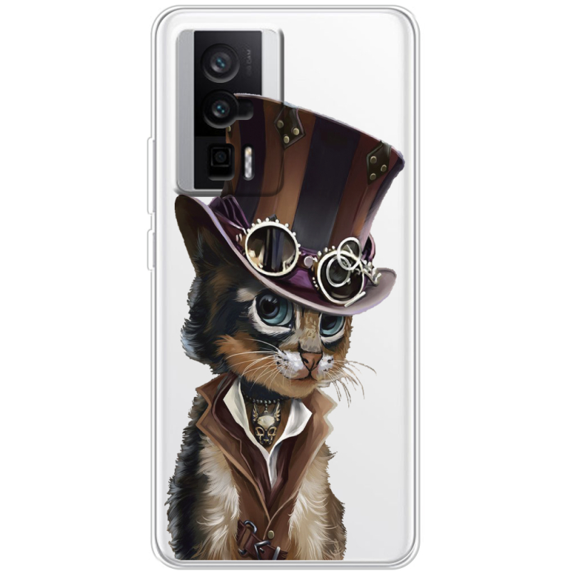 Прозрачный чехол BoxFace Poco F5 Pro Steampunk Cat