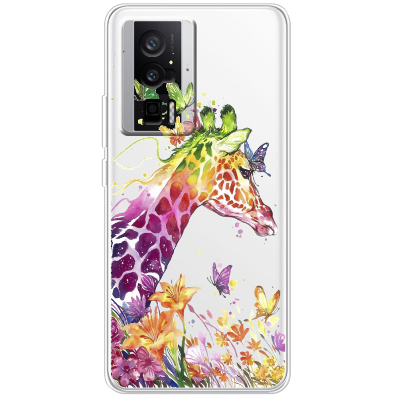 Прозрачный чехол BoxFace Poco F5 Pro Colorful Giraffe