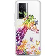 Прозрачный чехол BoxFace Poco F5 Pro Colorful Giraffe