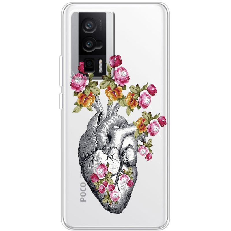 Чехол со стразами Poco F5 Pro Heart