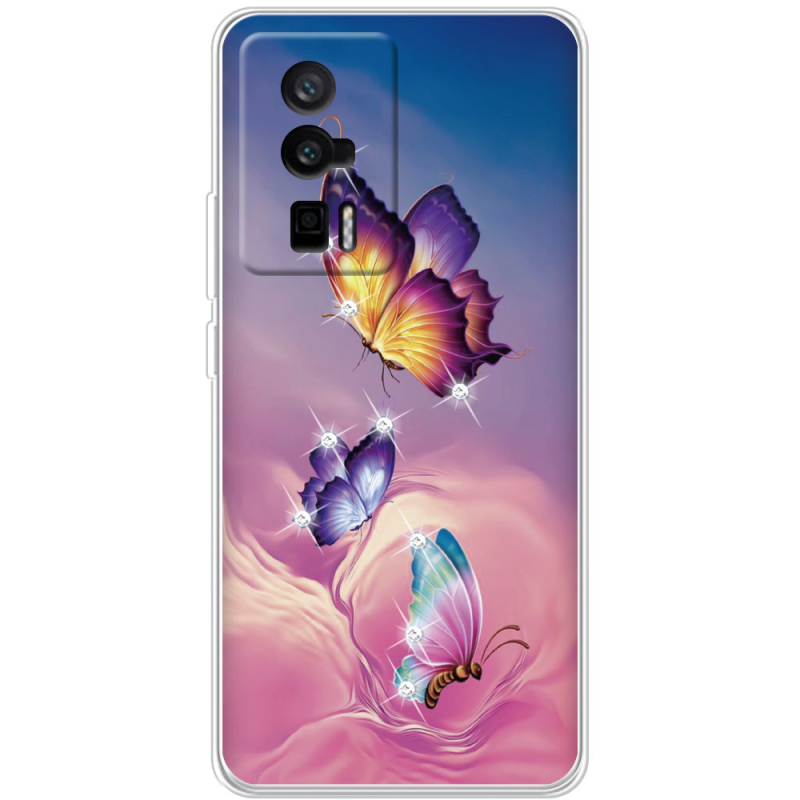 Чехол со стразами Poco F5 Pro Butterflies