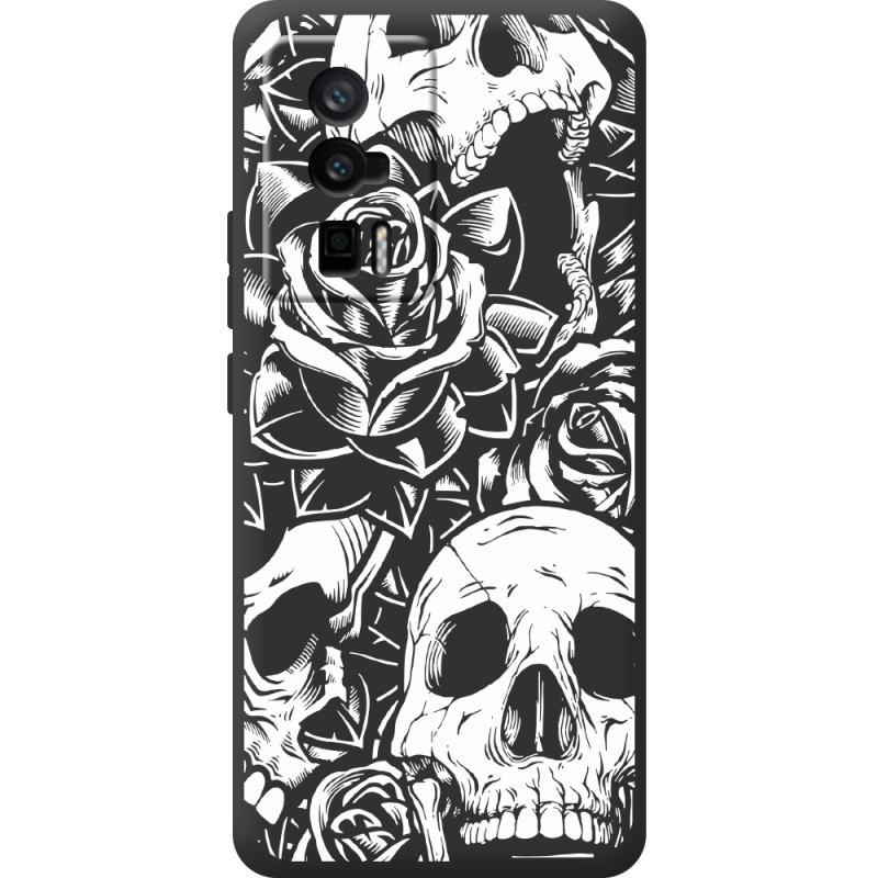 Черный чехол BoxFace Poco F5 Pro Skull and Roses