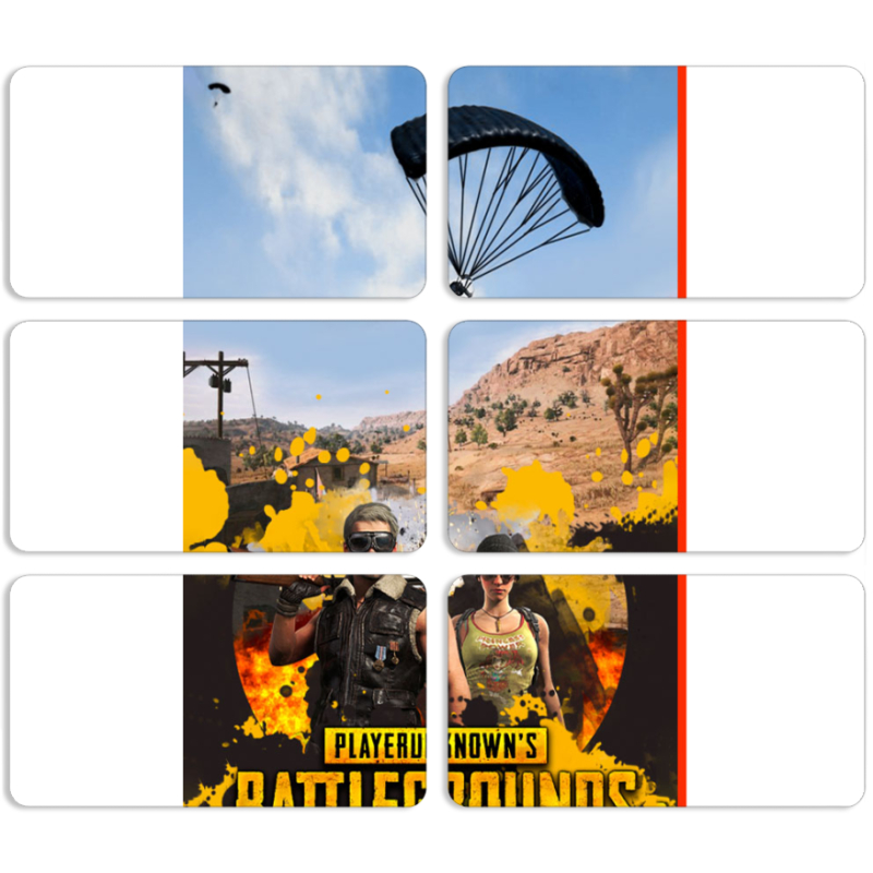 Магнитные фотопазлы 90 на 50 набор 6 штук Pubg parachute
