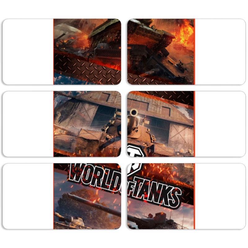 Магнитные фотопазлы 90 на 50 набор 6 штук World Of Tanks