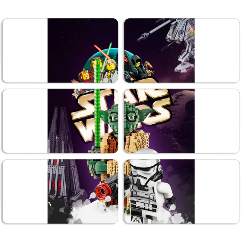 Магнитные фотопазлы 90 на 50 набор 6 штук Lego StarWars