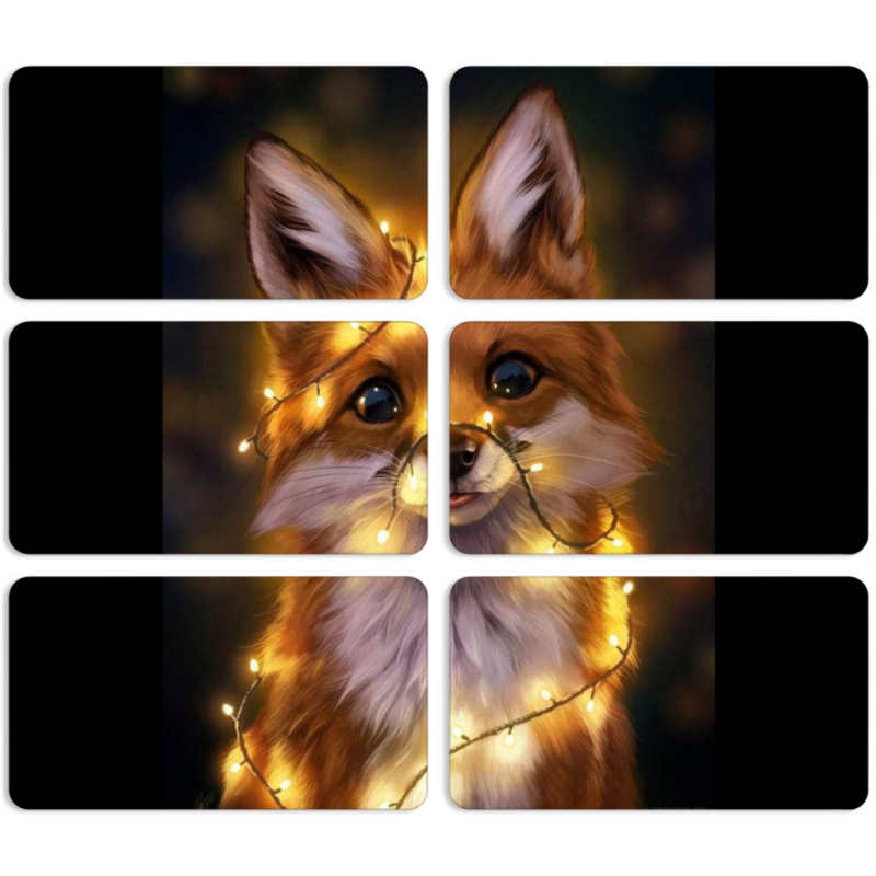 Магнитные фотопазлы 90 на 50 набор 6 штук Різдвяна лисичка