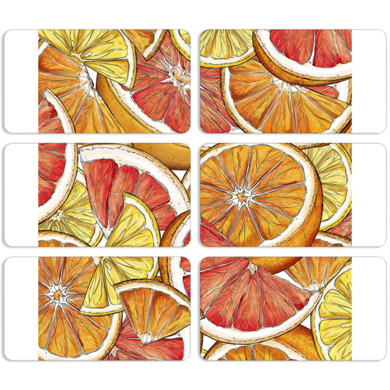 Магнитные фотопазлы 90 на 50 набор 6 штук Citrus Pattern