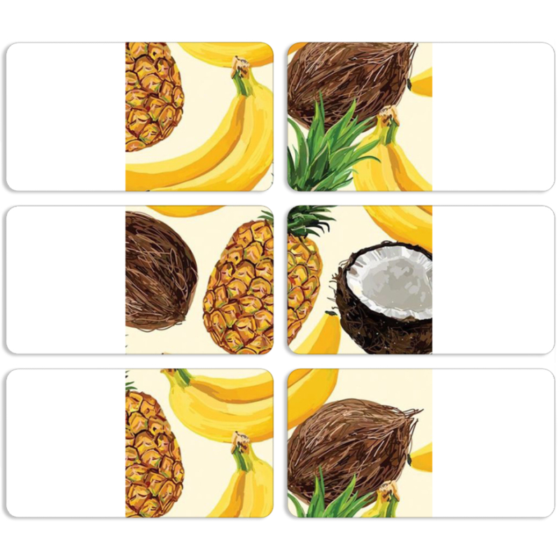 Магнитные фотопазлы 90 на 50 набор 6 штук Tropical Fruits