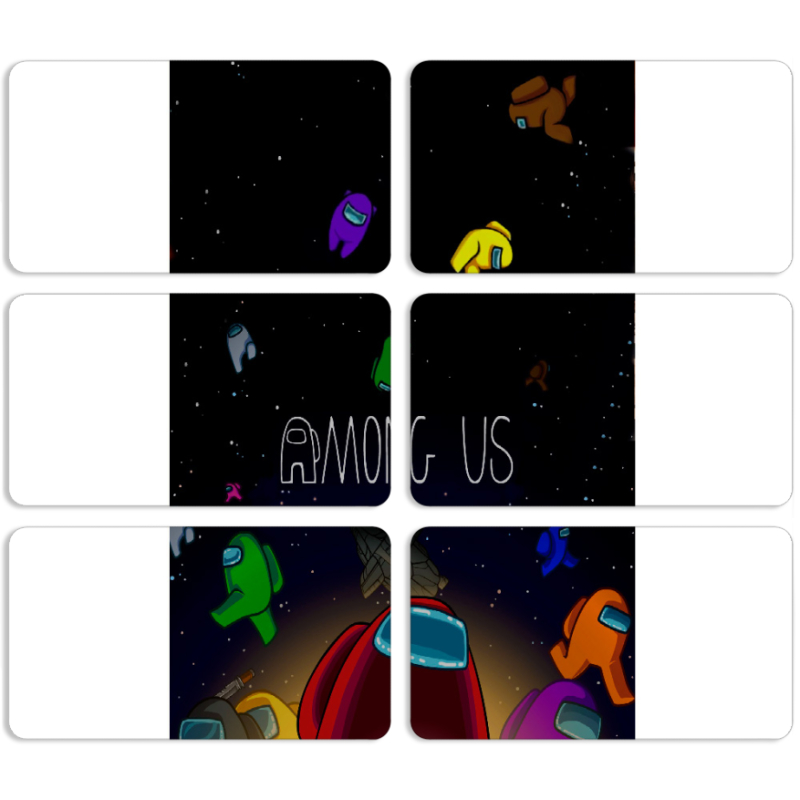 Магнитные фотопазлы 90 на 50 набор 6 штук Among Us