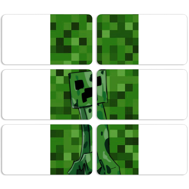 Магнитные фотопазлы 90 на 50 набор 6 штук Minecraft Creeper