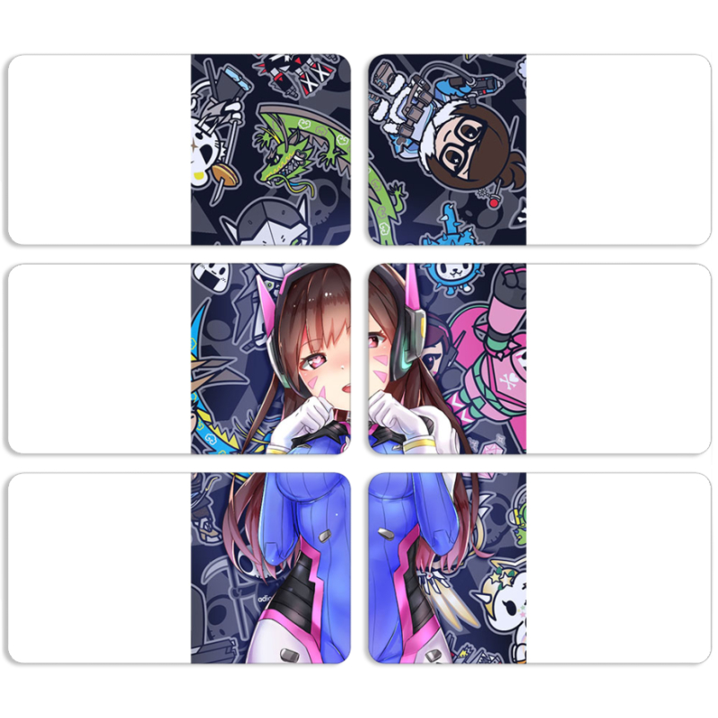 Магнитные фотопазлы 90 на 50 набор 6 штук Overwatch D.VA