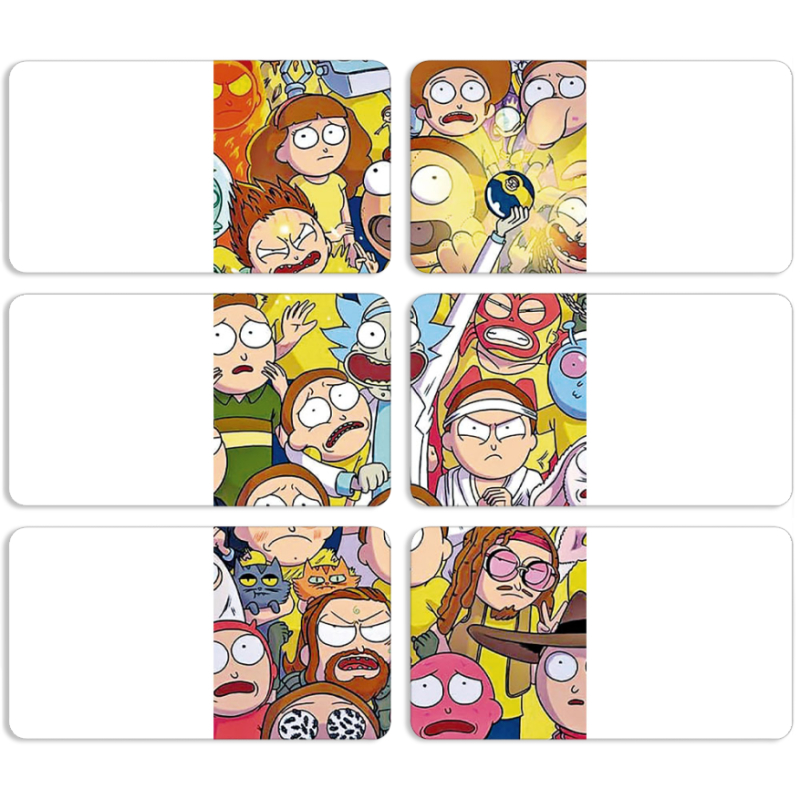Магнитные фотопазлы 90 на 50 набор 6 штук Rick and Morty