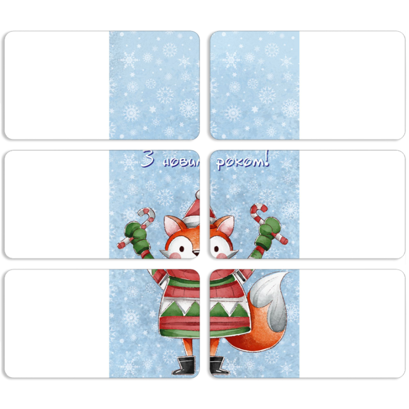 Магнитные фотопазлы 90 на 50 набор 6 штук Fox З новим роком!