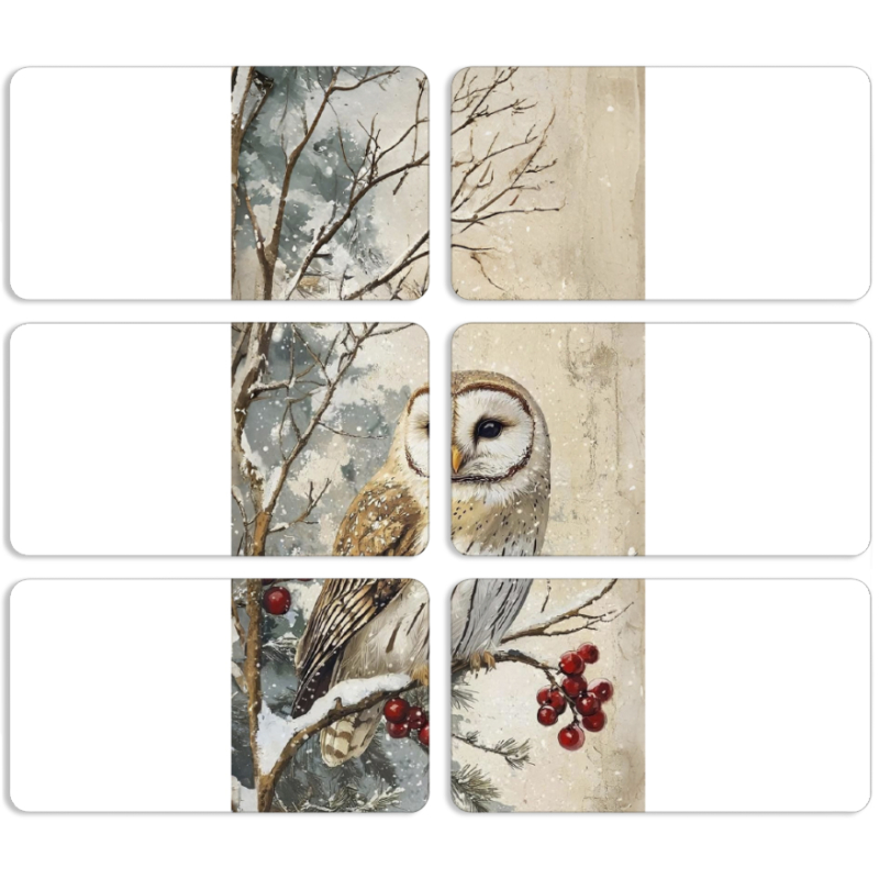 Магнитные фотопазлы 90 на 50 набор 6 штук Christmas Owl