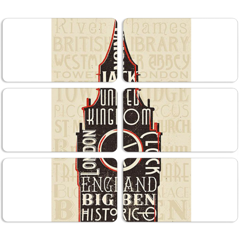 Магнитные фотопазлы 90 на 50 набор 6 штук 