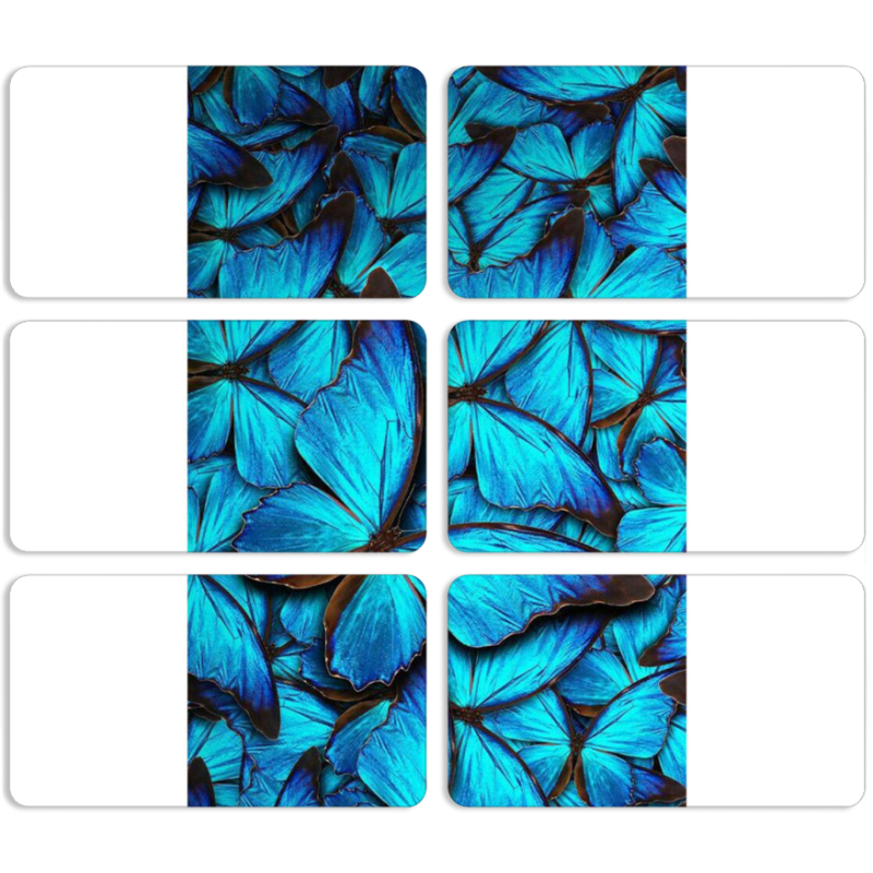 Магнитные фотопазлы 90 на 50 набор 6 штук лазурные бабочки