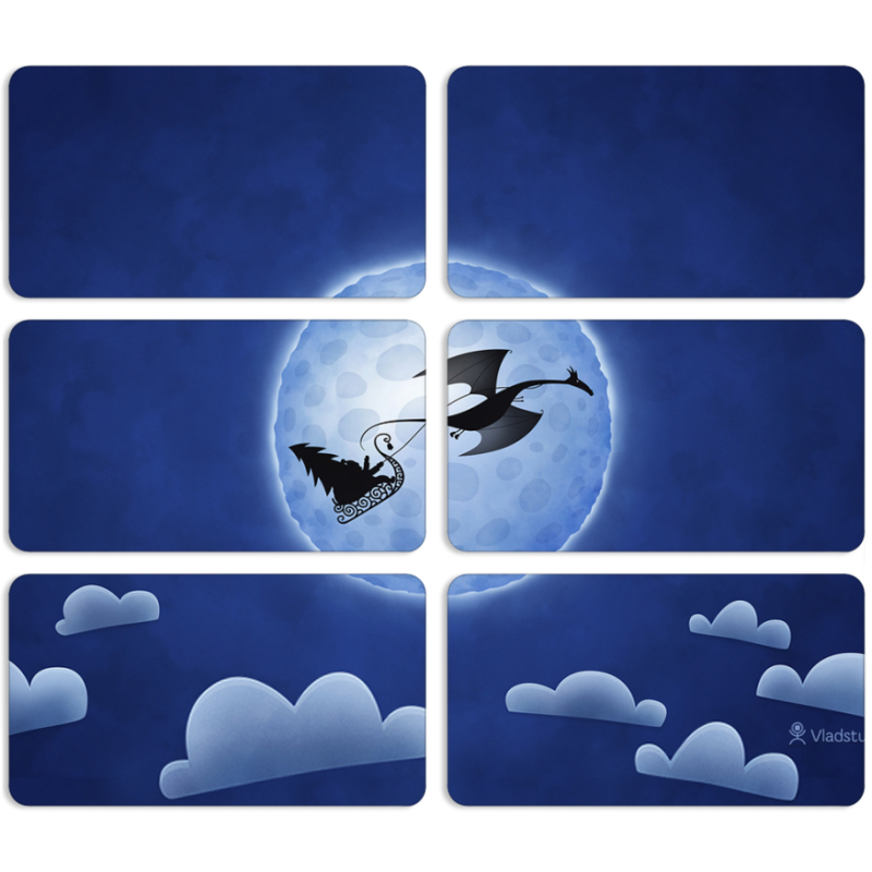 Магнитные фотопазлы 90 на 50 набор 6 штук Christmas Dragon