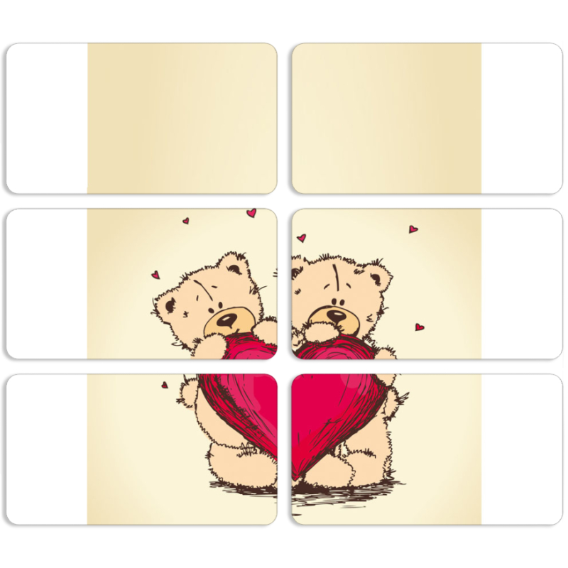 Магнитные фотопазлы 90 на 50 набор 6 штук Teddy Bear Love