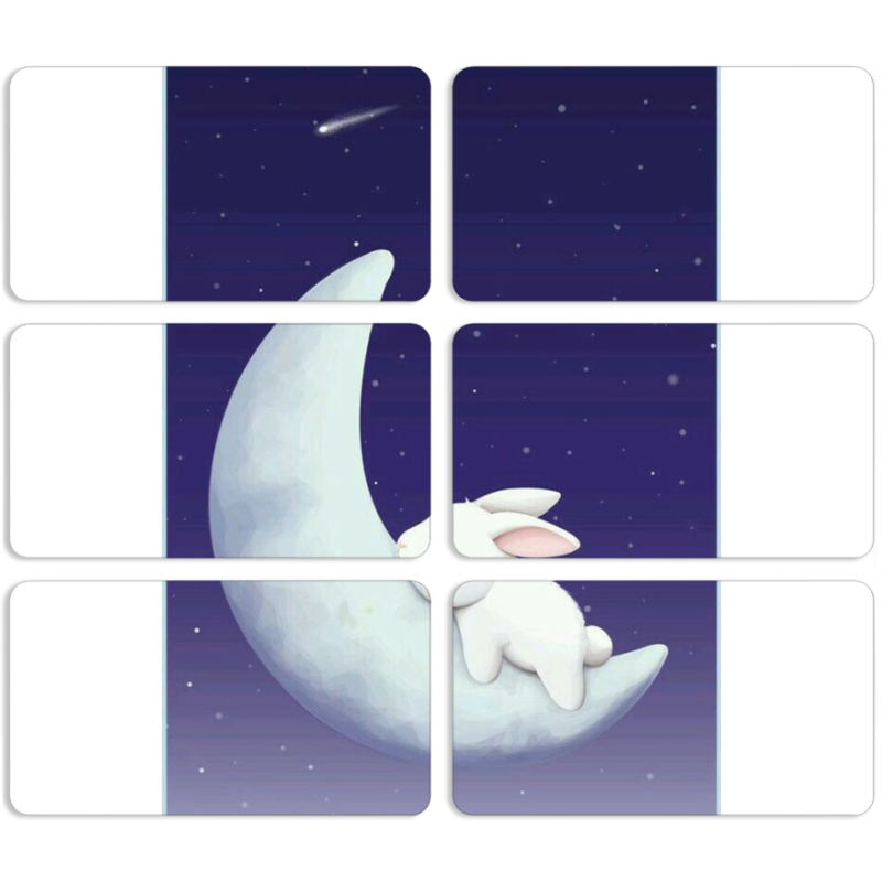 Магнитные фотопазлы 90 на 50 набор 6 штук Moon Bunny