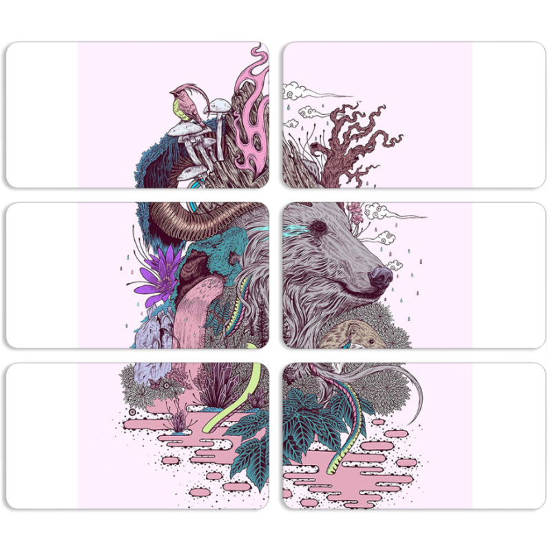 Магнитные фотопазлы 90 на 50 набор 6 штук 