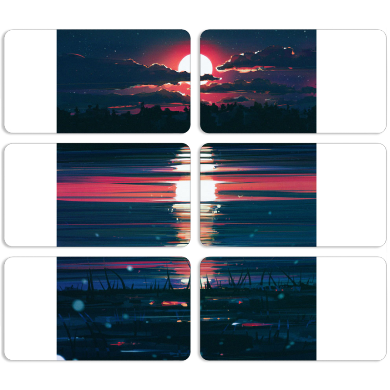 Магнитные фотопазлы 90 на 50 набор 6 штук Midnight