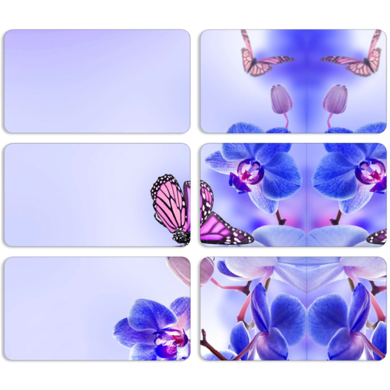 Магнитные фотопазлы 90 на 50 набор 6 штук Orchids and Butterflies