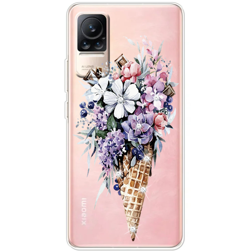 Чехол BoxFace со стразами Xiaomi Civi / Civi 1S Ice Cream Flowers