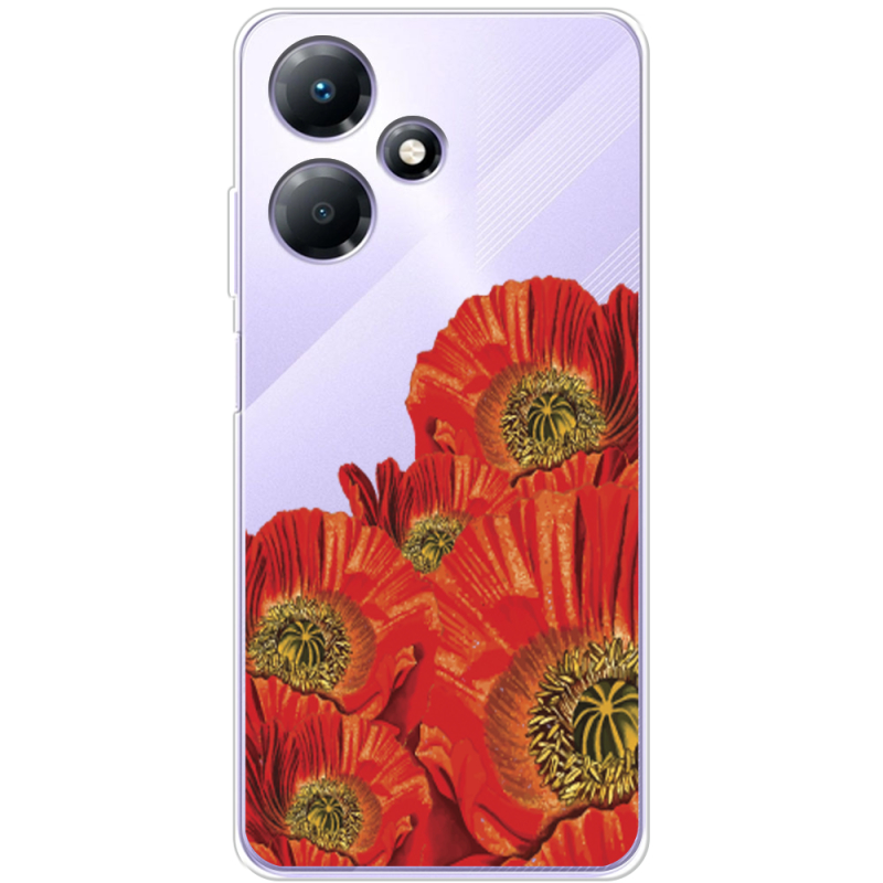 Прозрачный чехол BoxFace Infinix Hot 30 Play Red Poppies