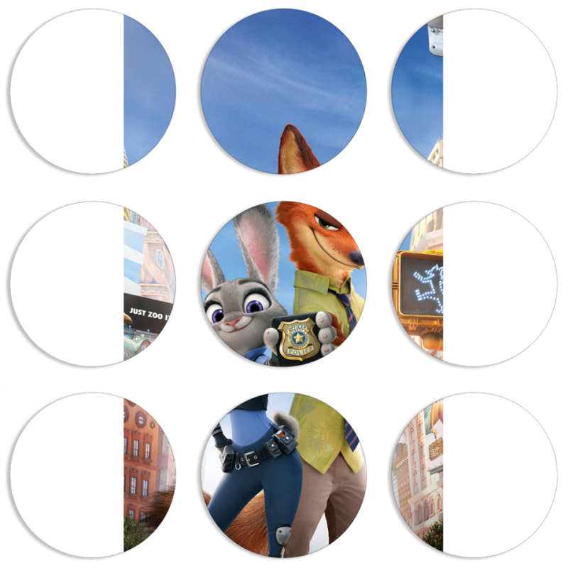 Магнитные фотопазлы круги d55 набор 9 штук 