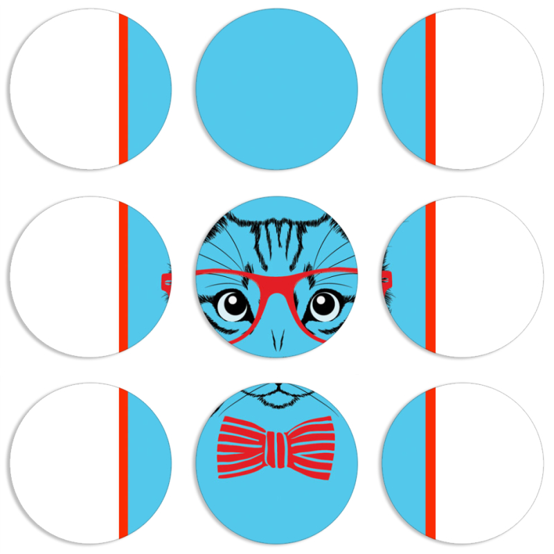 Магнитные фотопазлы круги d55 набор 9 штук 