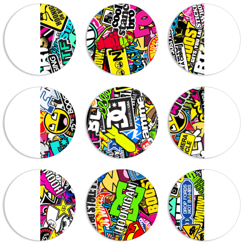 Магнитные фотопазлы круги d55 набор 9 штук Multicolored Inscriptions