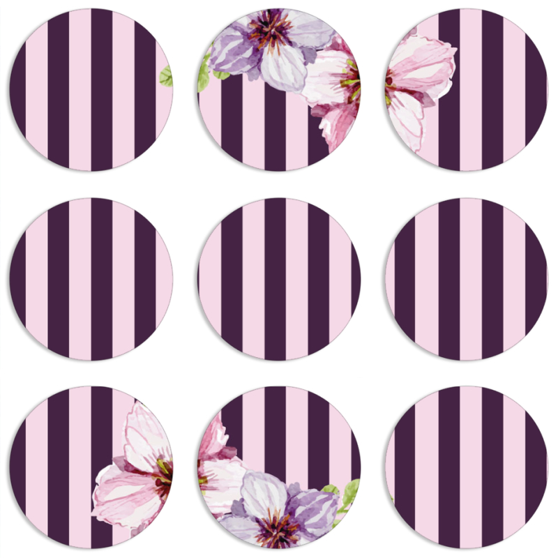 Магнитные фотопазлы круги d55 набор 9 штук Purple Fantasy