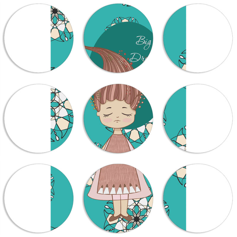 Магнитные фотопазлы круги d55 набор 9 штук Dream Girl