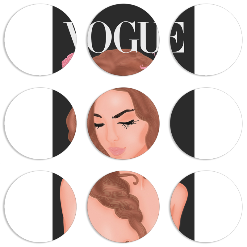 Магнитные фотопазлы круги d55 набор 9 штук Fashion Girl