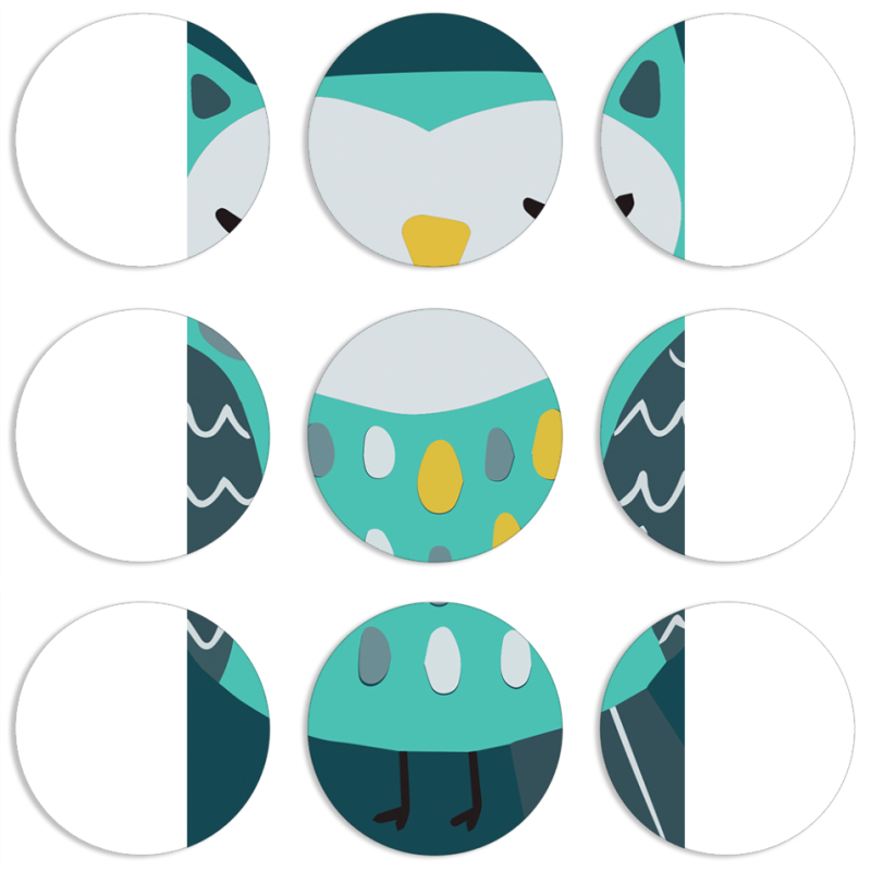 Магнитные фотопазлы круги d55 набор 9 штук Green Owl