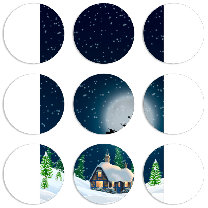 Магнитные фотопазлы круги d55 набор 9 штук 