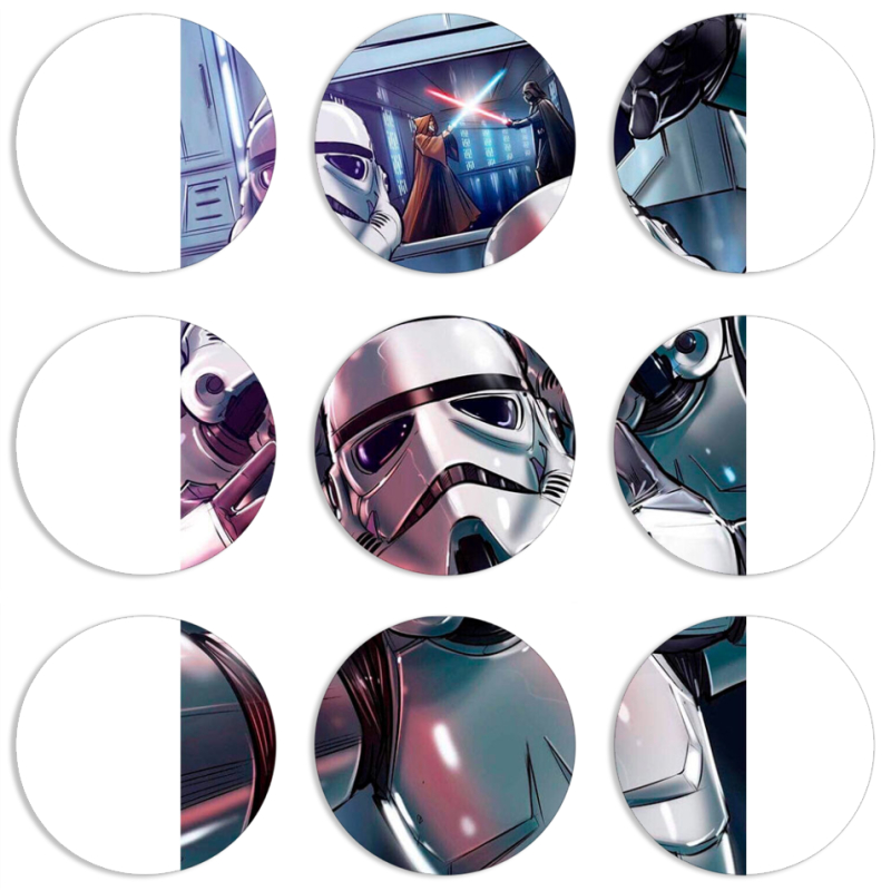 Магнитные фотопазлы круги d55 набор 9 штук Stormtroopers