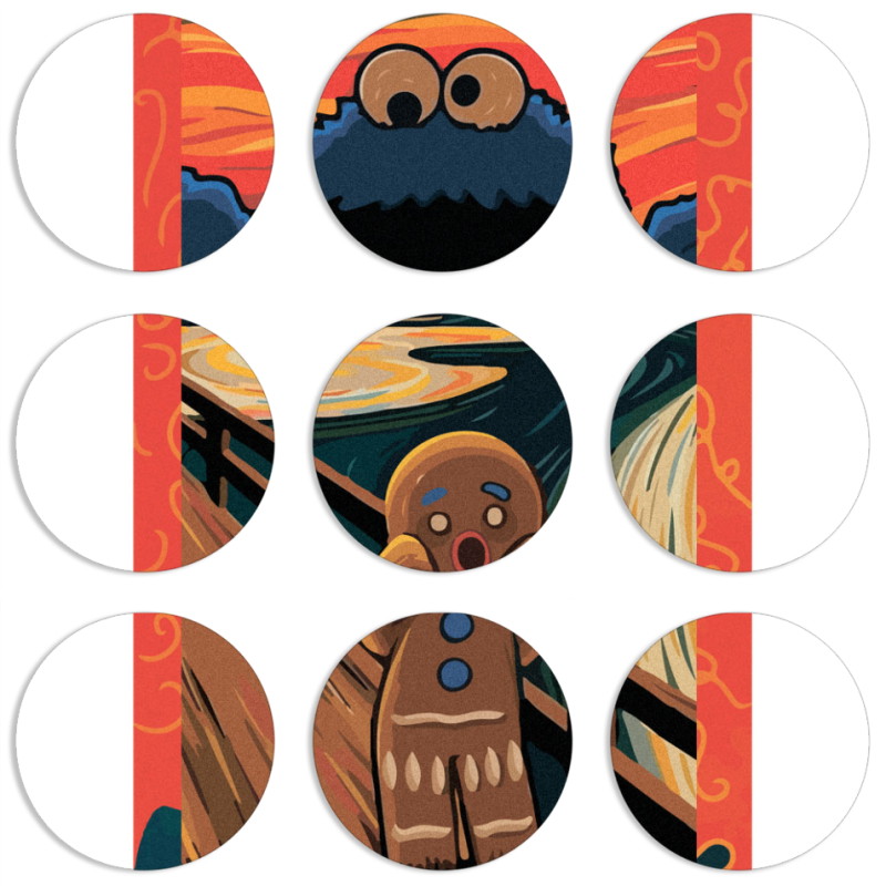 Магнитные фотопазлы круги d55 набор 9 штук 