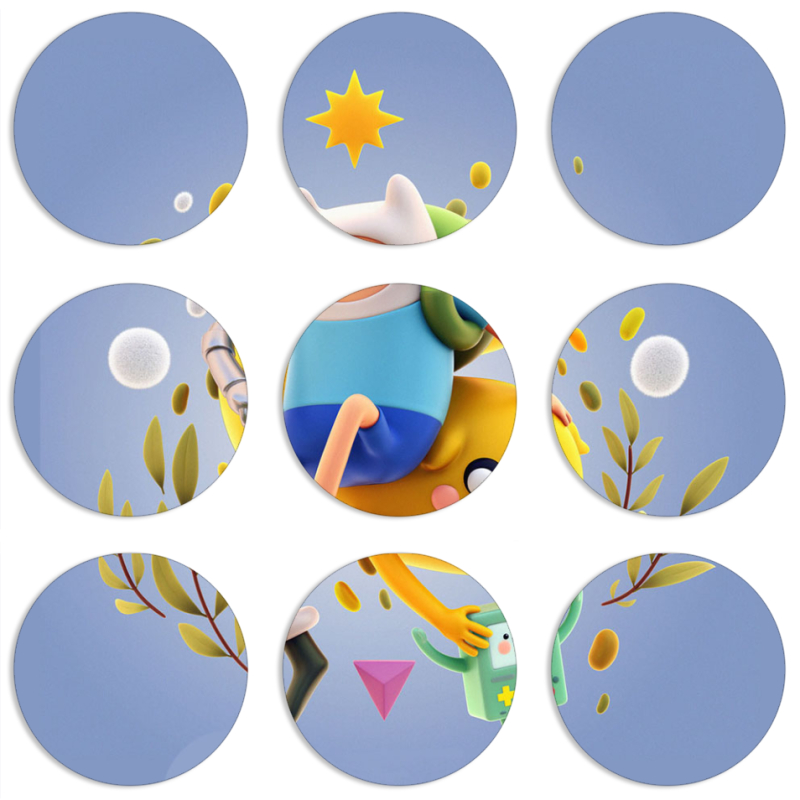 Магнитные фотопазлы круги d55 набор 9 штук 