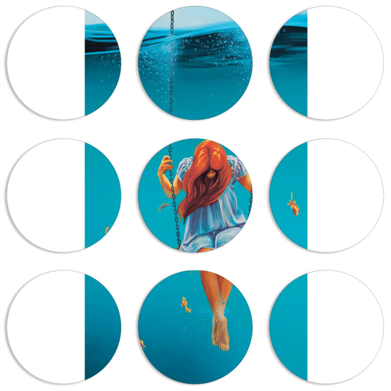 Магнитные фотопазлы круги d55 набор 9 штук Girl In The Sea