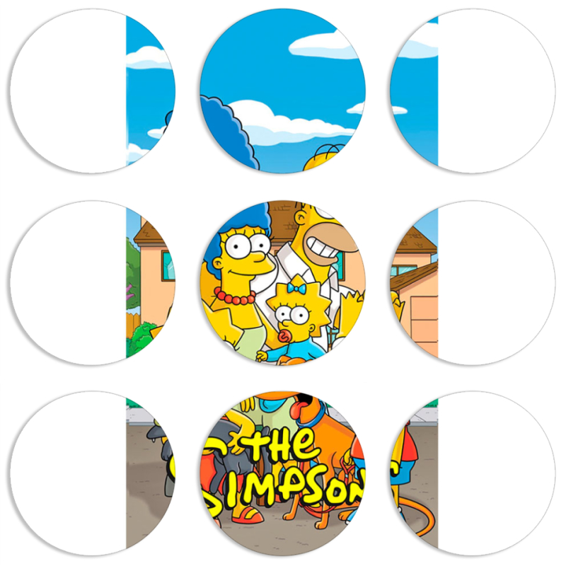 Магнитные фотопазлы круги d55 набор 9 штук The Simpsons