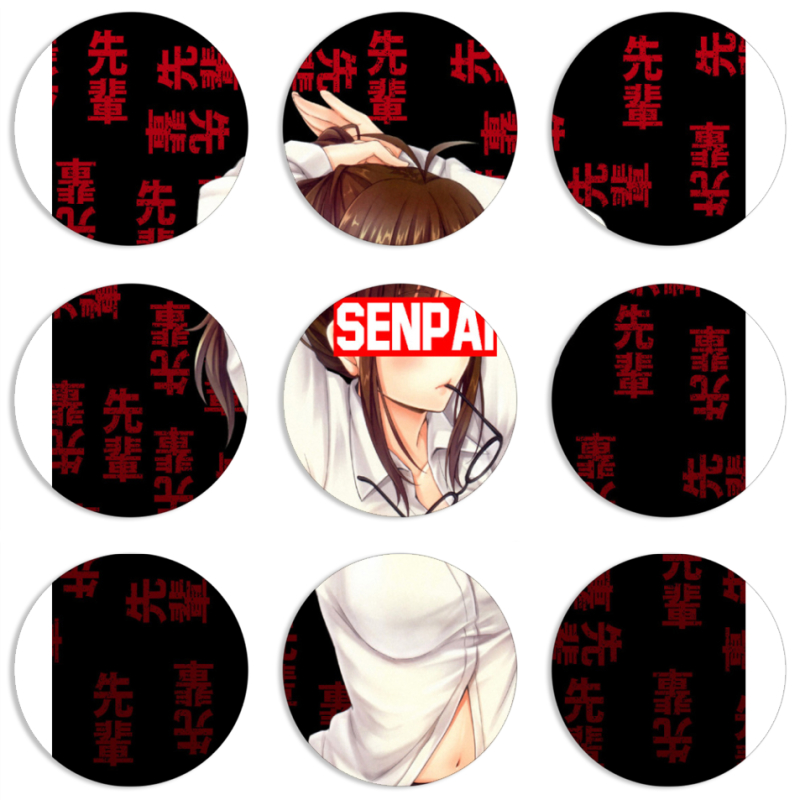 Магнитные фотопазлы круги d55 набор 9 штук Senpai