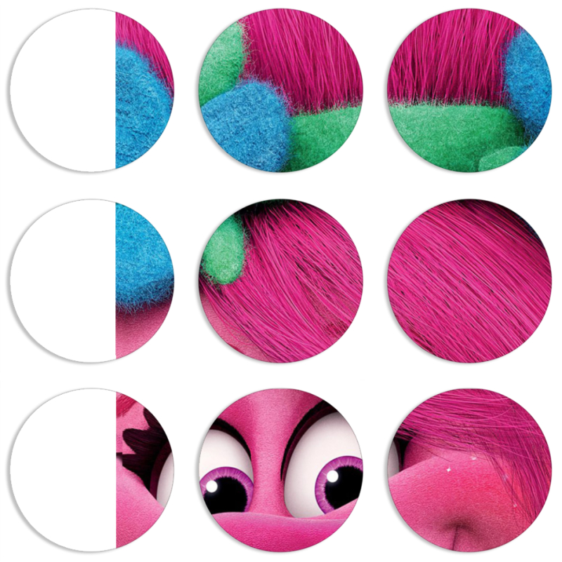 Магнитные фотопазлы круги d55 набор 9 штук Queen Poppy