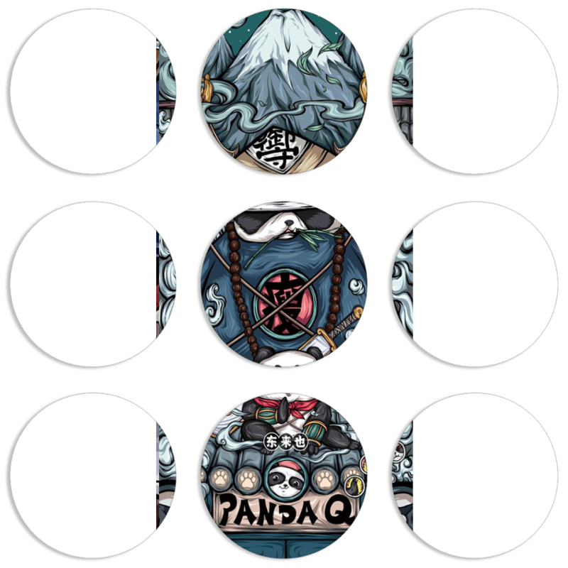 Магнитные фотопазлы круги d55 набор 9 штук Panda Q