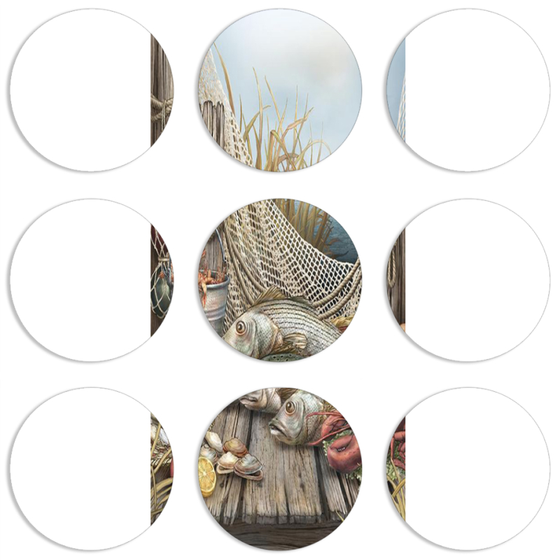 Магнитные фотопазлы круги d55 набор 9 штук Удачная рыбалка
