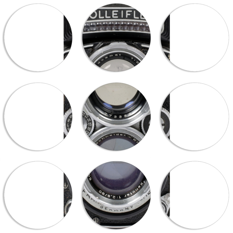 Магнитные фотопазлы круги d55 набор 9 штук Rolleiflex